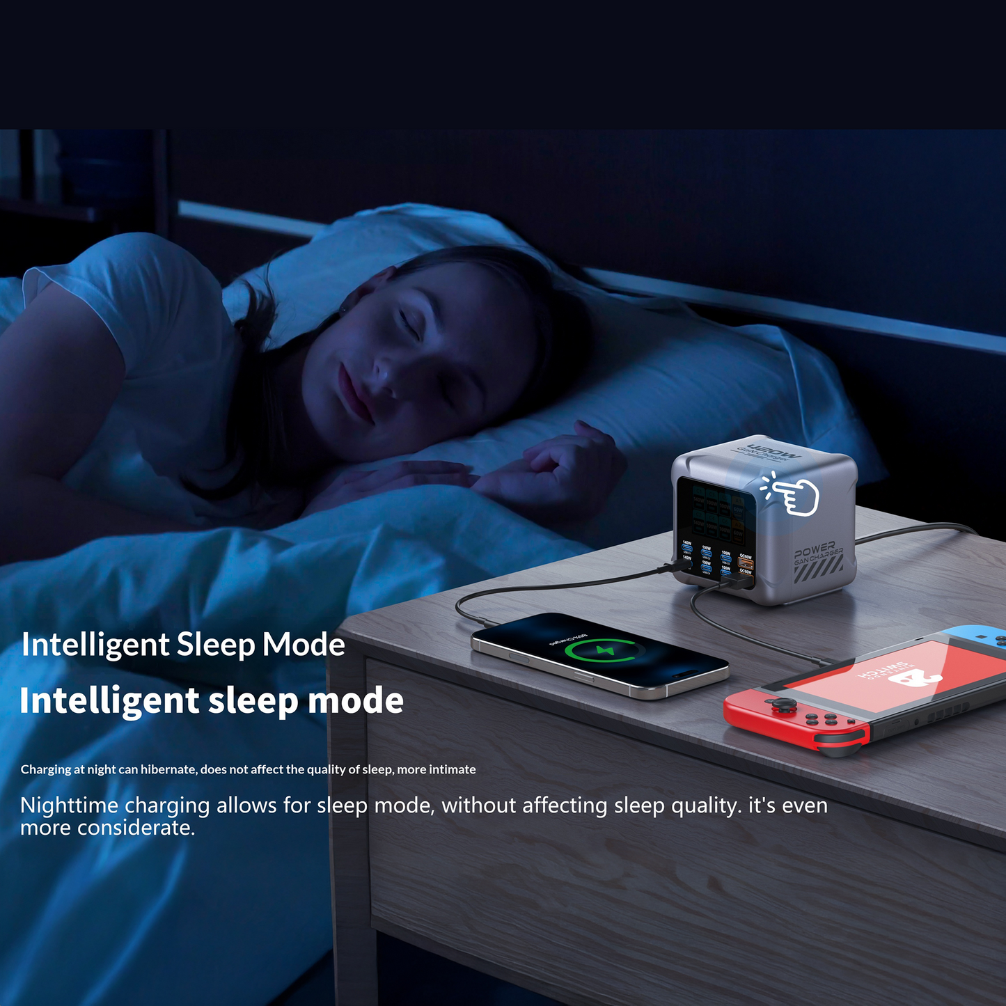 OEM BK-126D állomás töltő, 140W, 5A, 2 x USB-A - 6 x USB-C, Szürke