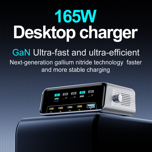 OEM WLX-60G állomás töltő, 140W, 5A, 1 x USB-A - 4 x USB-C, Szürke