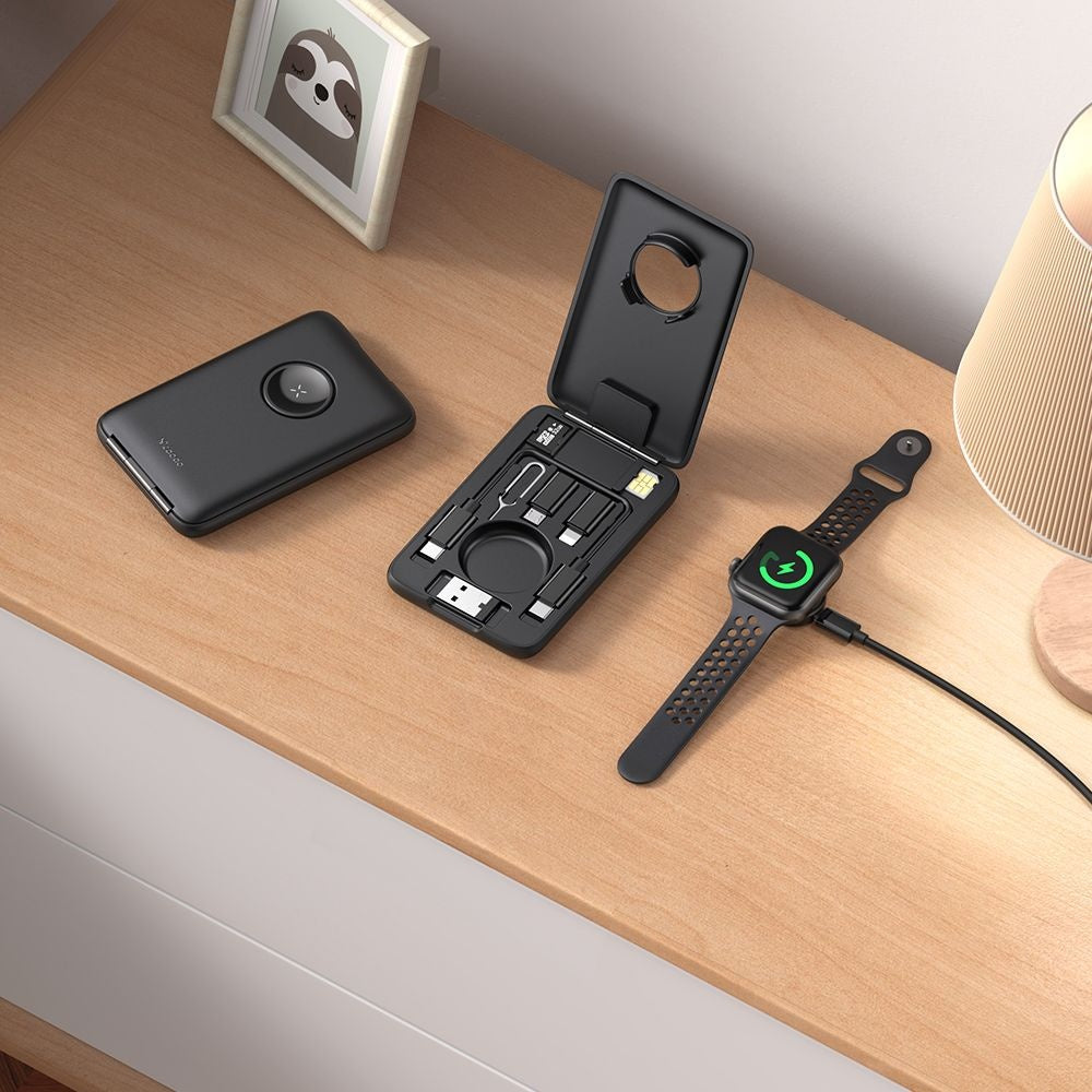 McDodo CH-2440 8in1 vezeték nélküli töltő és szervező Apple Watch sorozathoz, Fekete