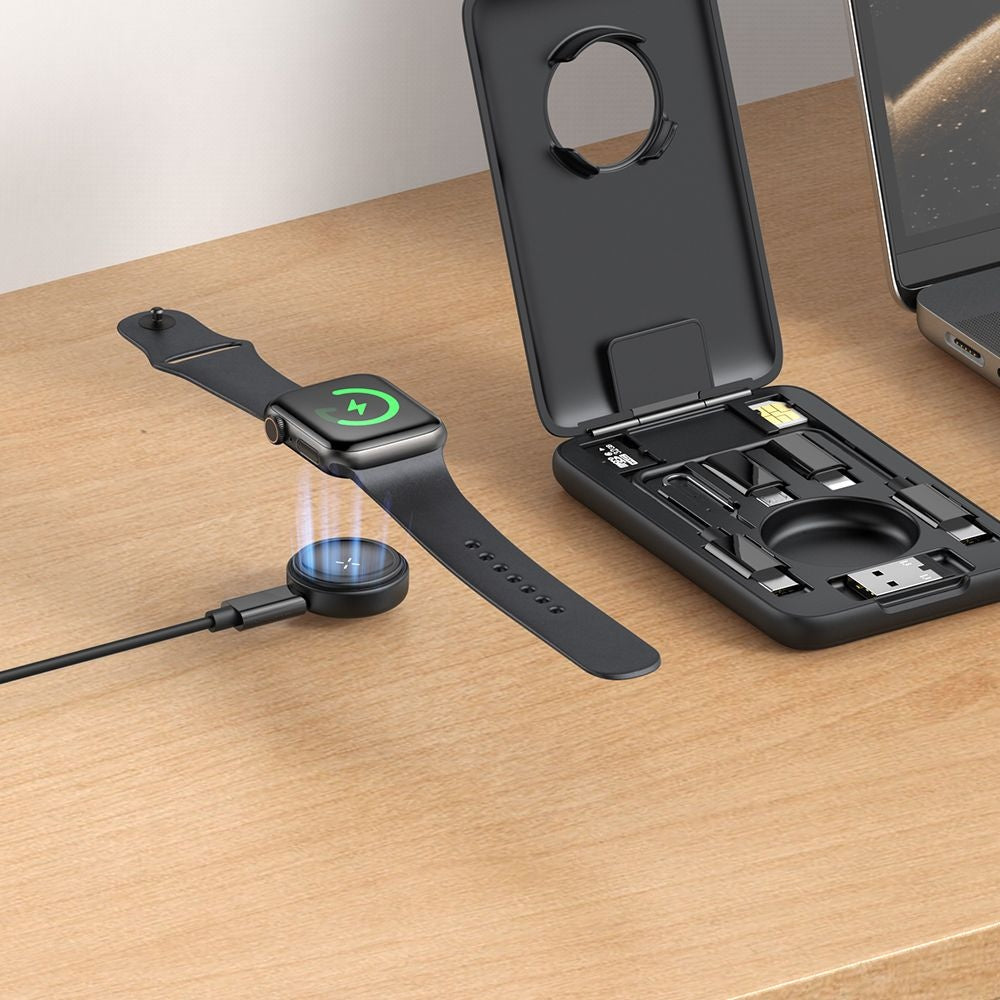 McDodo CH-2440 8in1 vezeték nélküli töltő és szervező Apple Watch sorozathoz, Fekete