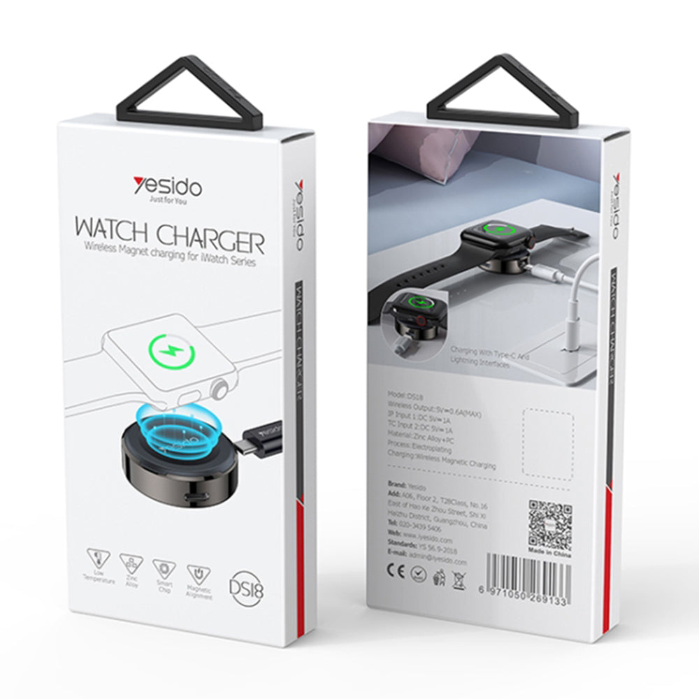 Wireless töltő Yesido DS18 Apple Watch sorozathoz, Fekete