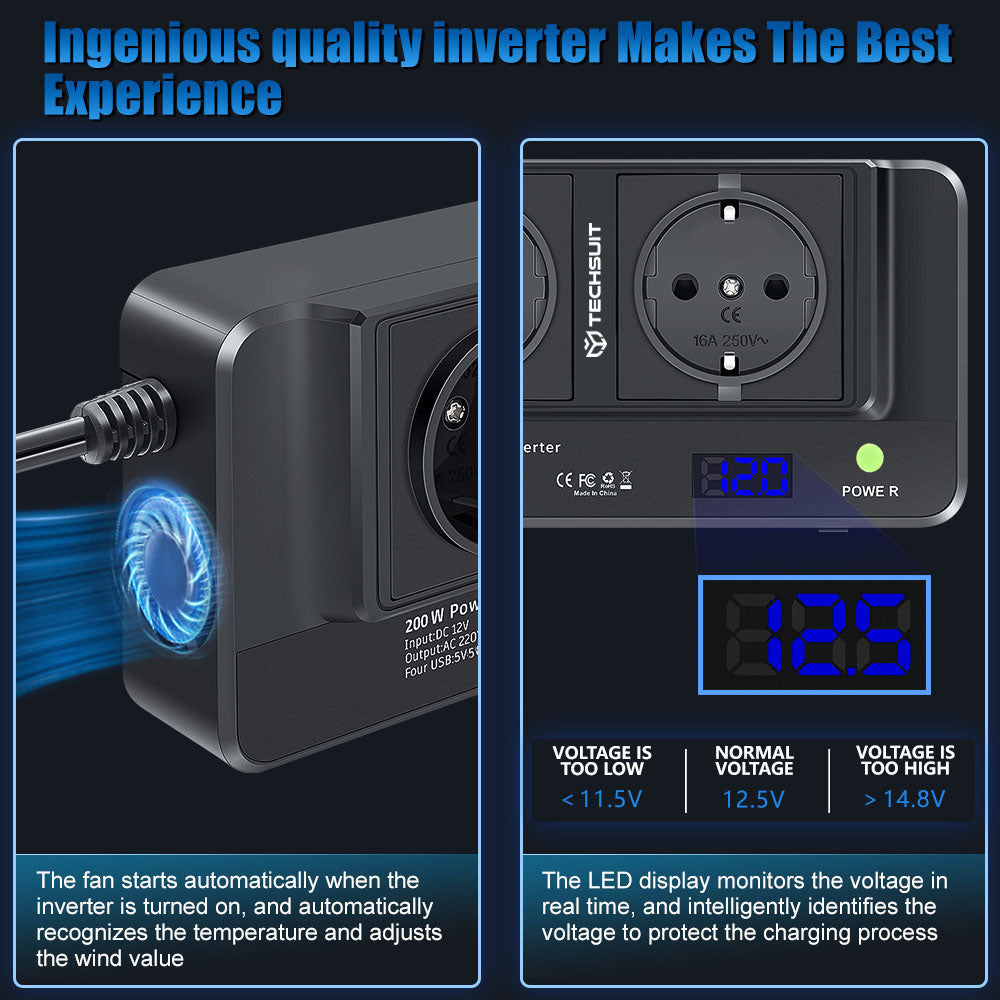 Auto Elektromos Inverter Techsuit PowerDriveX, 200W