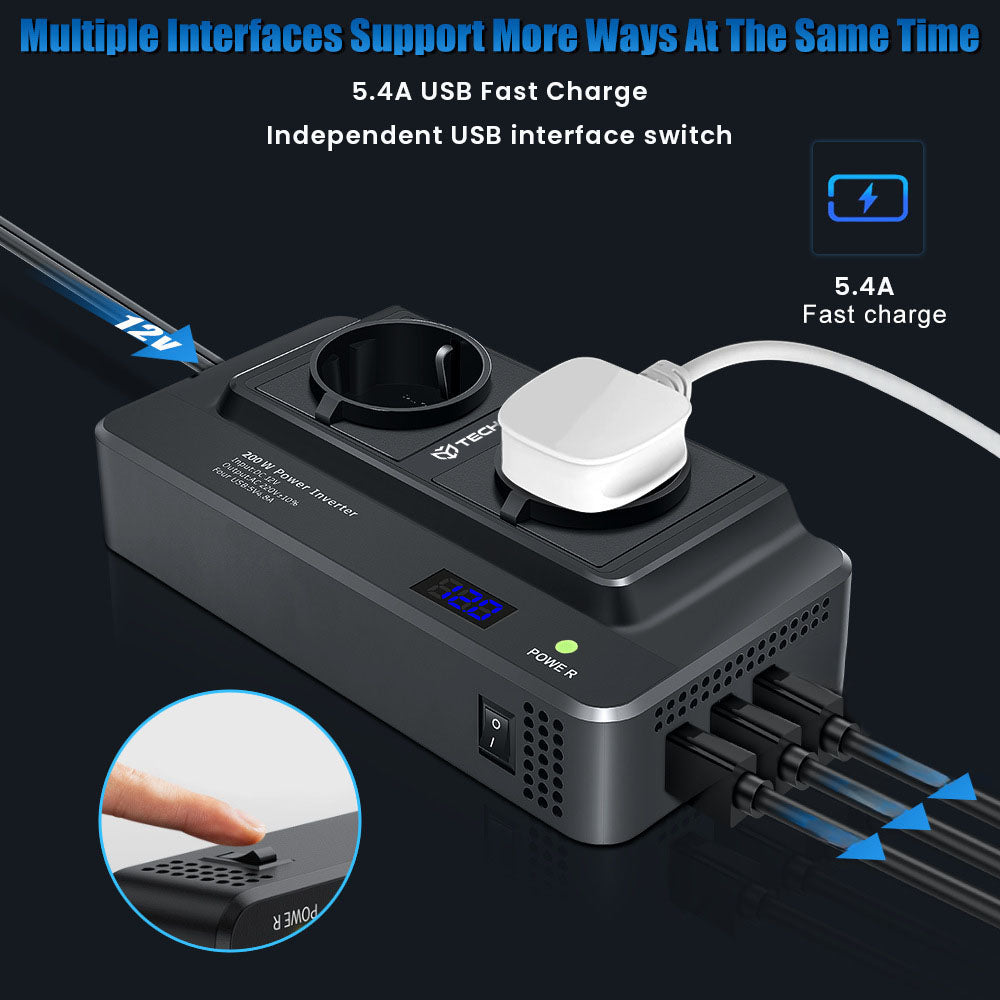 Auto Elektromos Inverter Techsuit PowerDriveX, 200W