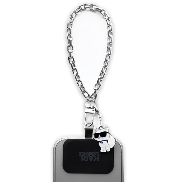 Karl Lagerfeld Choupette telefon brelok lánc, ezüst