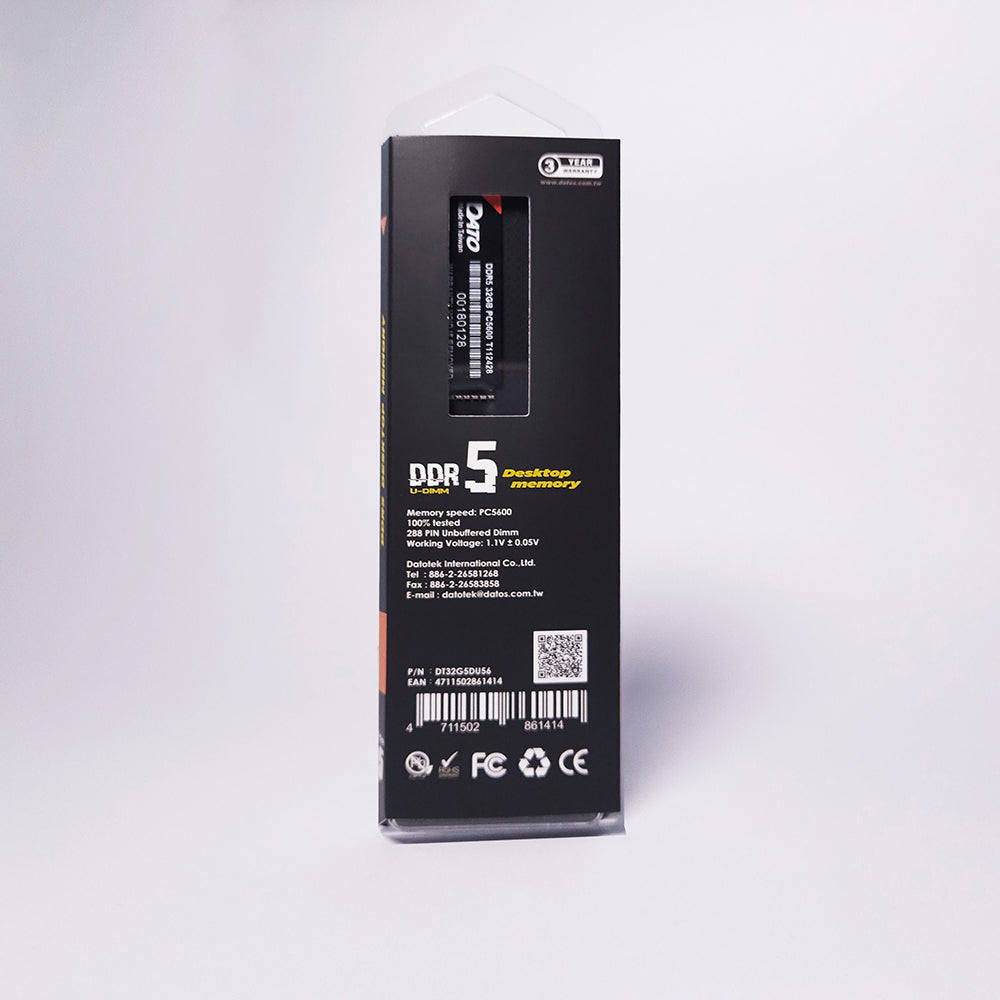 Dato RAM memória, DDR5, 8GB, 4800Mhz, Fekete DT8G5DU48