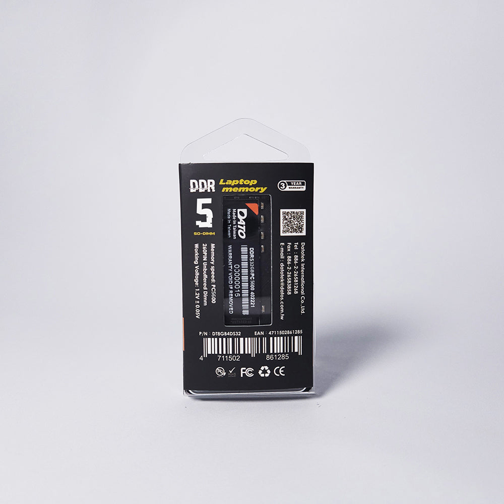 Dato RAM memória, DDR5, 8GB, 5600Mhz, Fekete DT8G5DS56