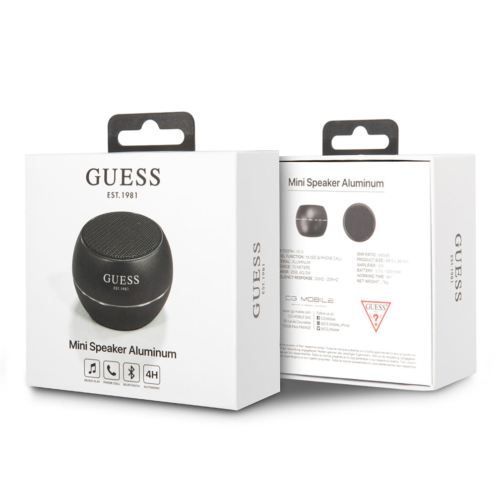 Guess hordozható Bluetooth hangszóró, 3W, fekete