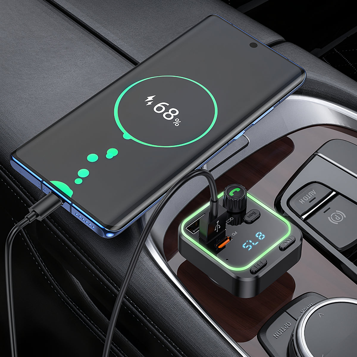 Bluetooth FM modulátor BC53 autópálya, 2 x USB-A - 1 x USB-C
