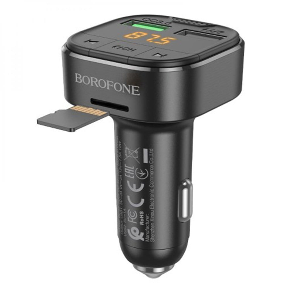 FM Bluetooth modulátor Borofone BC43 Flash, 2 x USB-A - 1 x microSD
