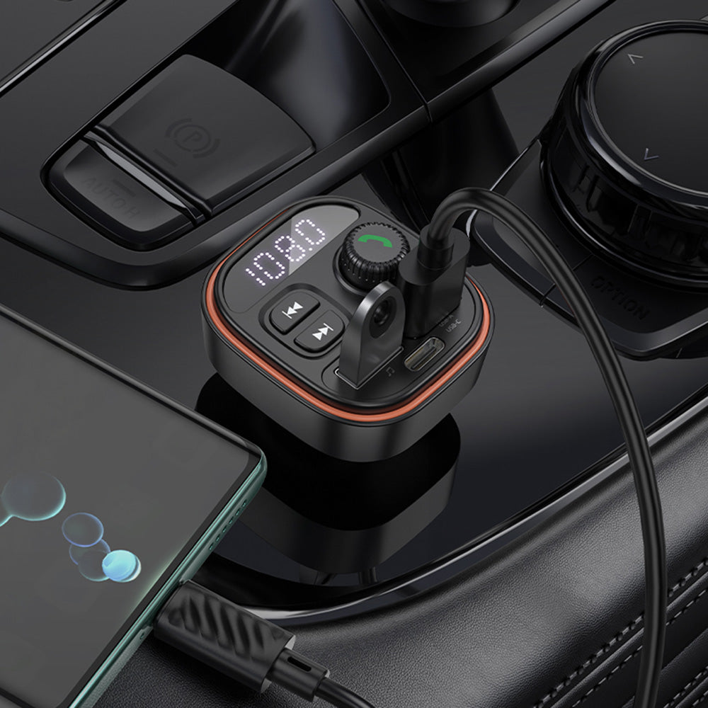 Borofone BC59 Heroic Bluetooth FM modulátor, 2 x USB-A - 1 x USB-C