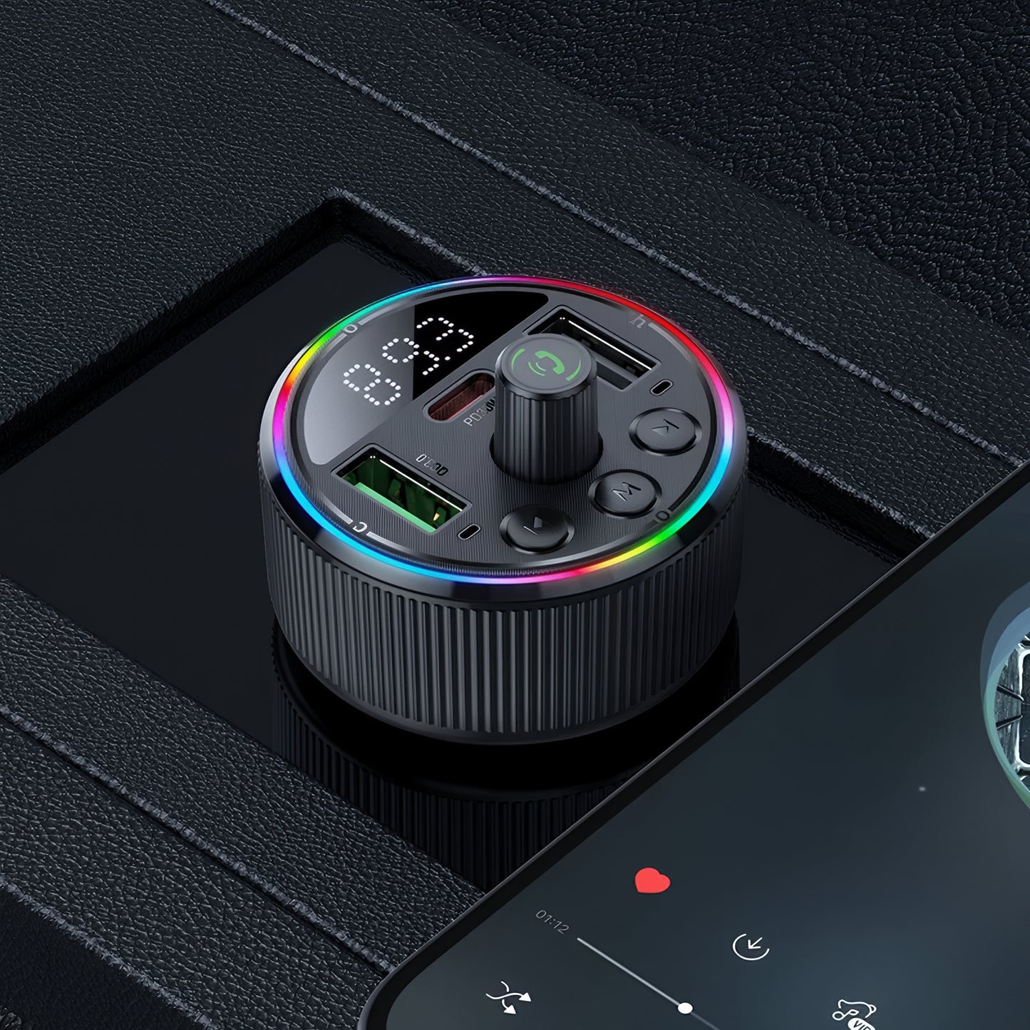 HOCO E82 Bluetooth FM modulátor, 2 x USB-A - 1 x USB-C