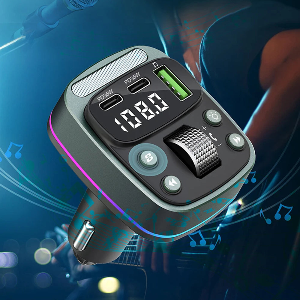 FM Bluetooth modulátor Techsuit EchoDrive, 1 x USB-A - 2 x USB-C