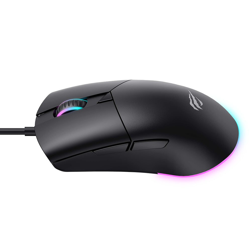 HAVIT MS1038 vezetékes USB-s játékegér, RGB, 1200DPI - 7200DPI, 1.6m, Fekete