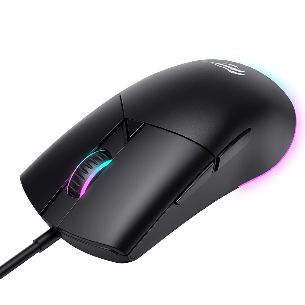 HAVIT MS1038 vezetékes USB-s játékegér, RGB, 1200DPI - 7200DPI, 1.6m, Fekete