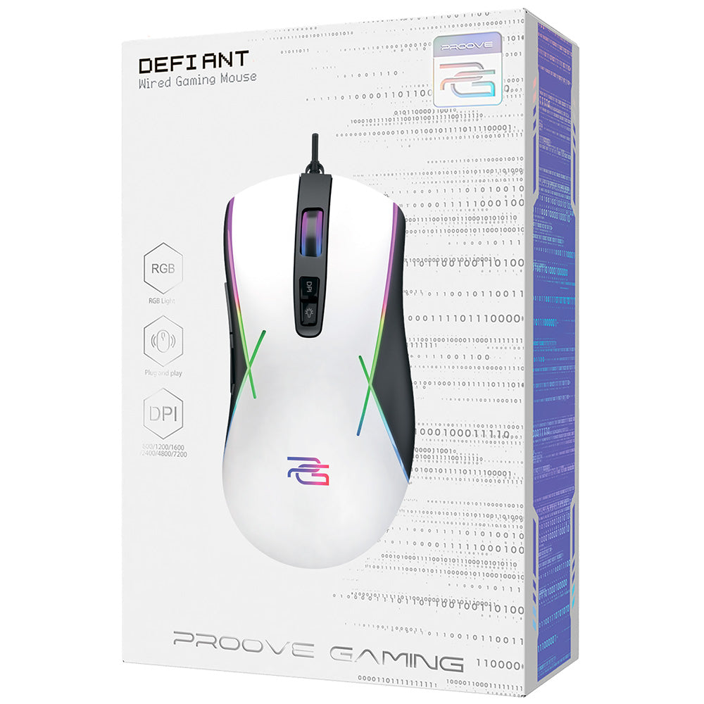 Gaming egér Wired USB Proove Defiant, RGB, 7200DPI, Fehér CMDE00000101