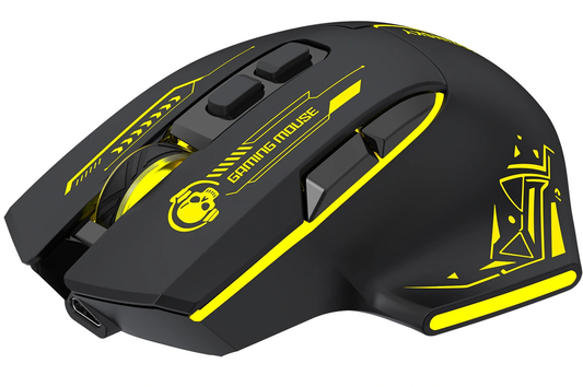 Vezeték nélküli Gaming Egér WZK WMGB-1181, 3200DPI, Fekete Sárga