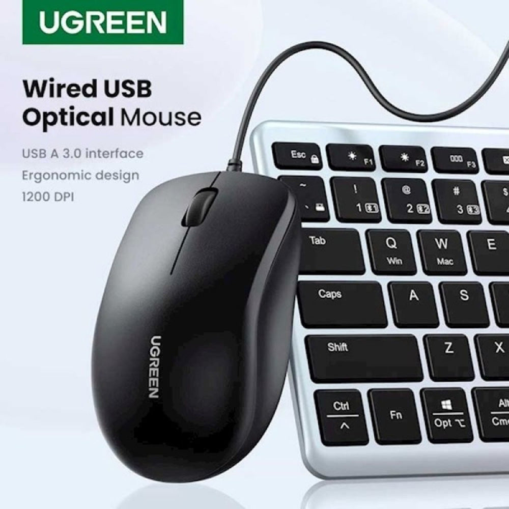 UGREEN MU007 vezetékes USB egér, 1200DPI, 1.5m, fekete