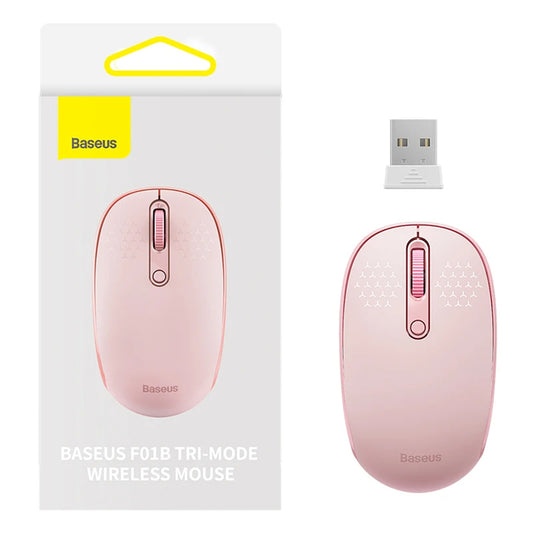 Baseus F01B Tri-Mode vezeték nélküli egér, 1600DPI, BT / Wi-Fi, rózsaszín B0105555503413-00