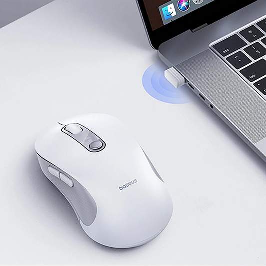 Baseus F02 vezeték nélküli egér, 1600DPI, BT / Wi-Fi, fehér B0203302