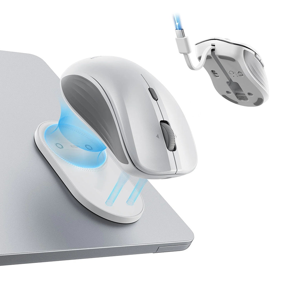 ESR MagMouse vezeték nélküli egér, 800DPI - 4800DPI, BT / Wi-Fi, Fehér