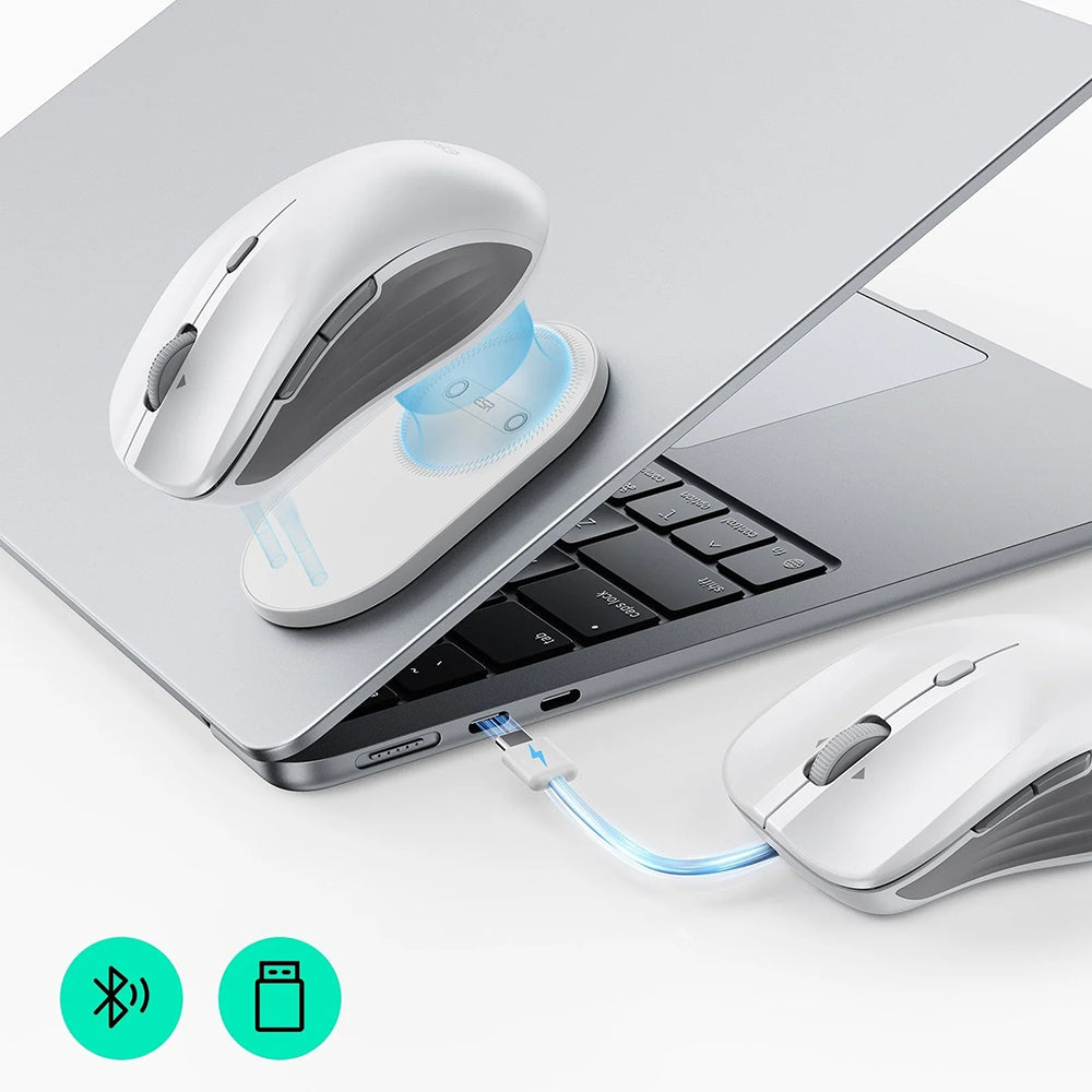 ESR MagMouse vezeték nélküli egér, 800DPI - 4800DPI, BT / Wi-Fi, Fehér