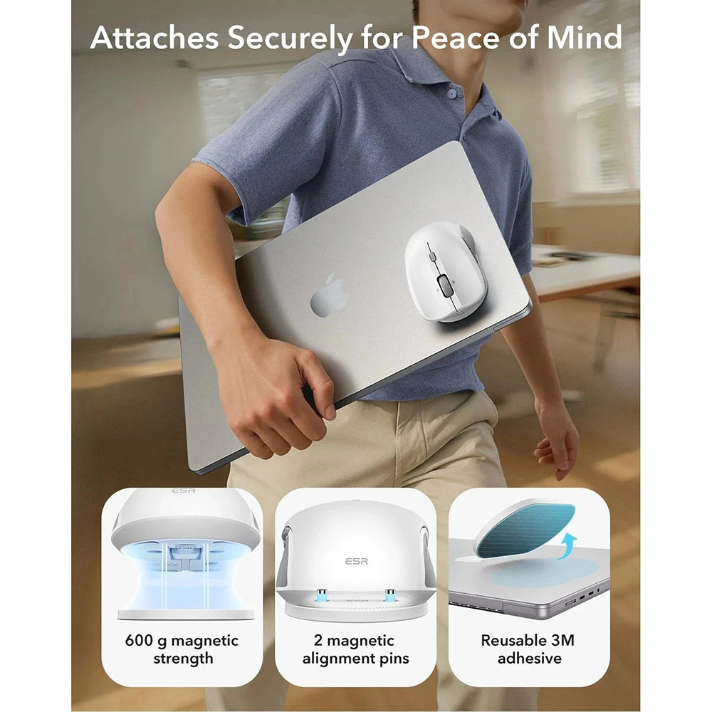 ESR MagMouse vezeték nélküli egér, 800DPI - 4800DPI, BT / Wi-Fi, Fehér