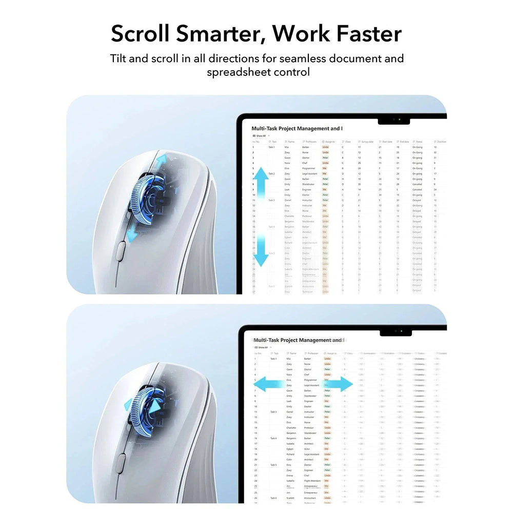 ESR MagMouse vezeték nélküli egér, 800DPI - 4800DPI, BT / Wi-Fi, Fehér