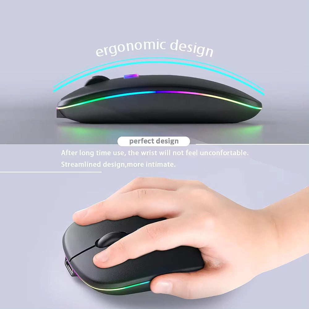 Vezeték nélküli egér Techsuit M1, RGB, 1600DPI, BT / Wi-Fi, Fekete