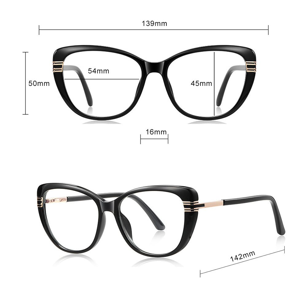 Techsuit 2274 Women's Computer Glasses, Anti-Blue Light, Black