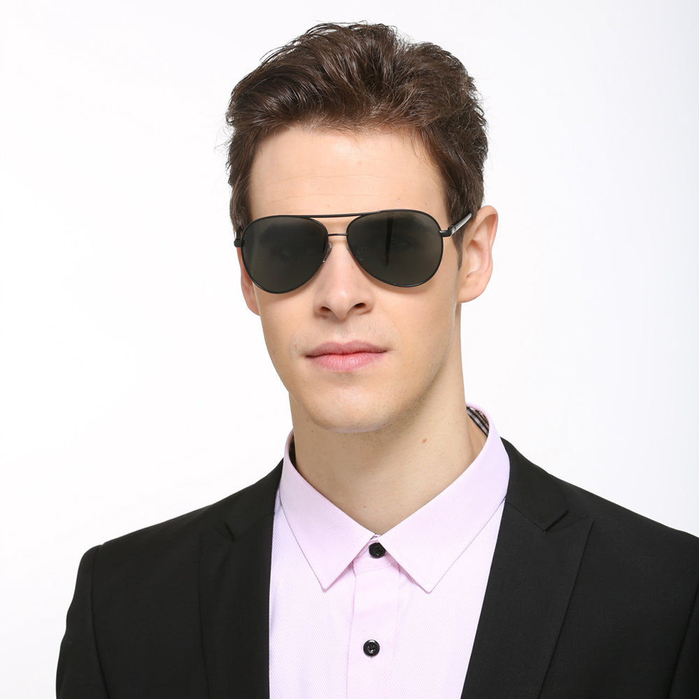 Férfi Techsuit 2150 napszemüveg, polarizált, UV védelem, fekete-zöld