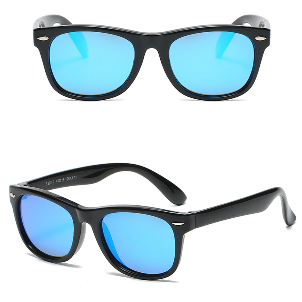 Techsuit D802 Kids' Sunglasses, Polarized, UV Protection, Black Blue