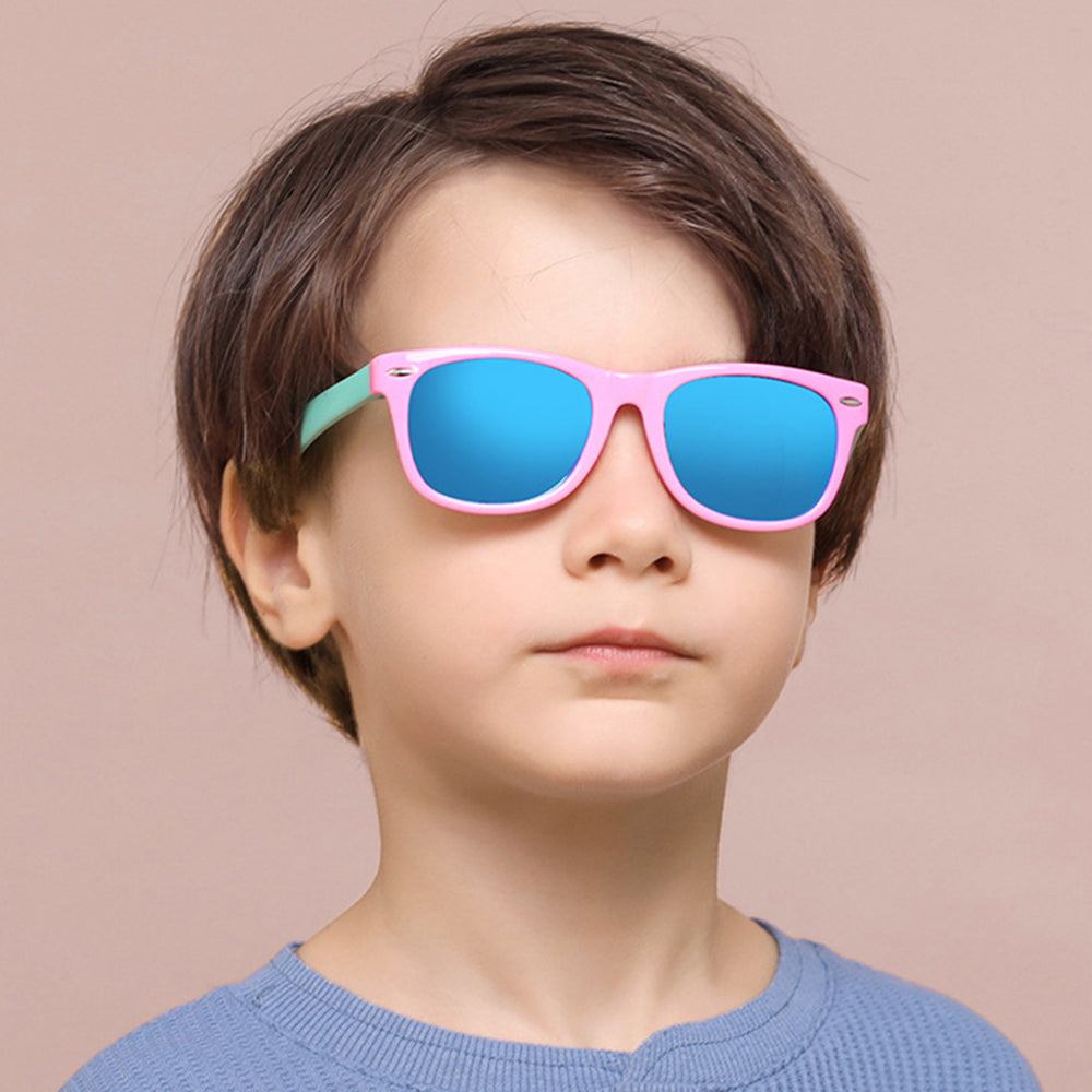 Techsuit D802 Kids' Sunglasses, Polarized, UV Protection, Black Blue