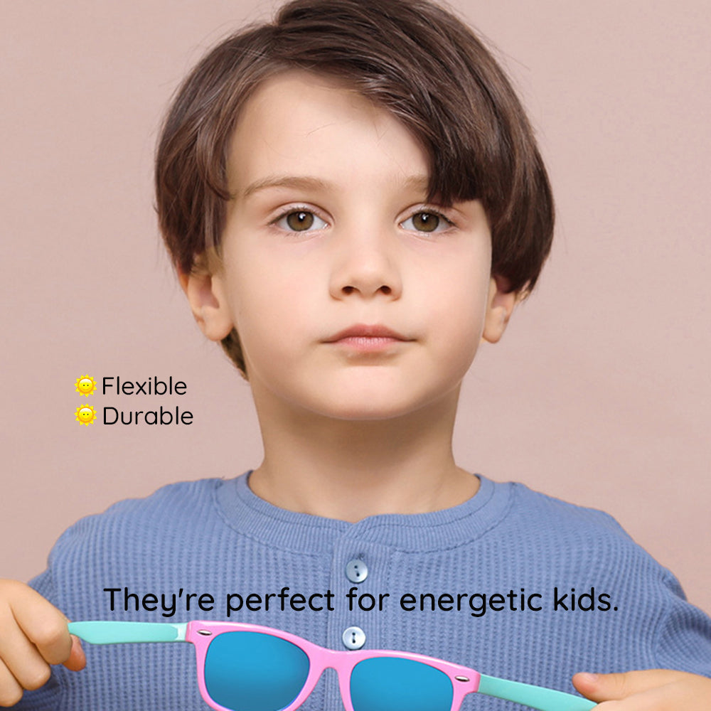 Techsuit D802 Kids' Sunglasses, Polarized, UV Protection, Black Blue