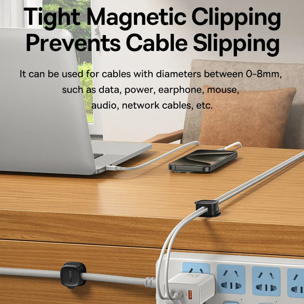 Baseus Lite Magnetic Kábelrendező, 3 darabos készlet, Fekete B01331106111-00