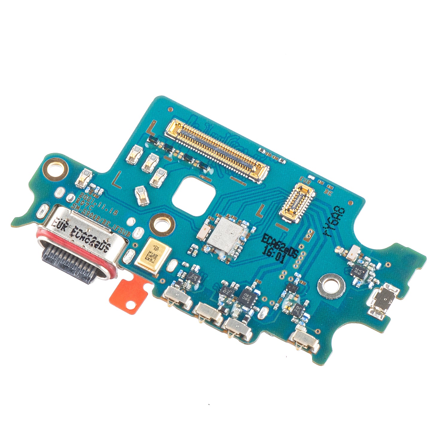 Board with Charging Connector - Microphone - SIM Reader Module Samsung Galaxy S22+ 5G S906, Service Pack GH96-14805A