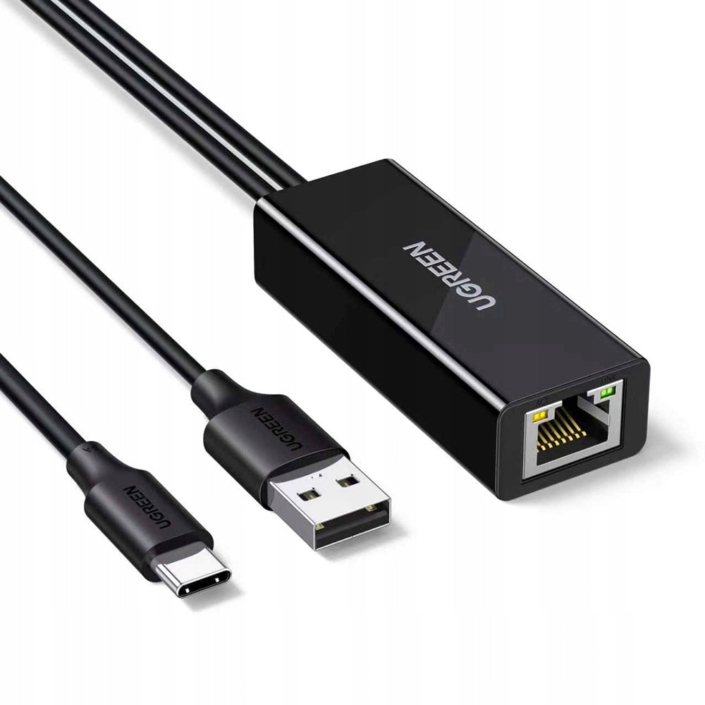 UGREEN CR110 (75535) hálózati kártya, RJ45, USB / USB-C, Fekete