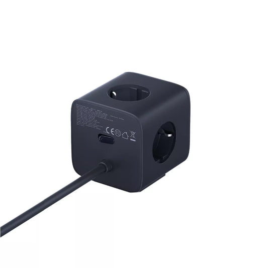 Baseus EnerFill FA11 Extension Cord, 67W, 3.35A, 1 x USB-A - 2 x USB-C - 3 x Schuko, Black E00082100123-00