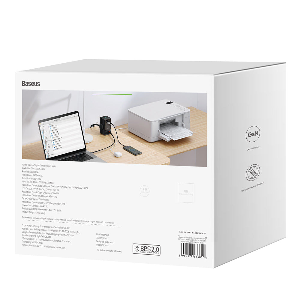 Baseus PowerCombo US elosztó, 3 x Aljzat, Fekete PSLR000101