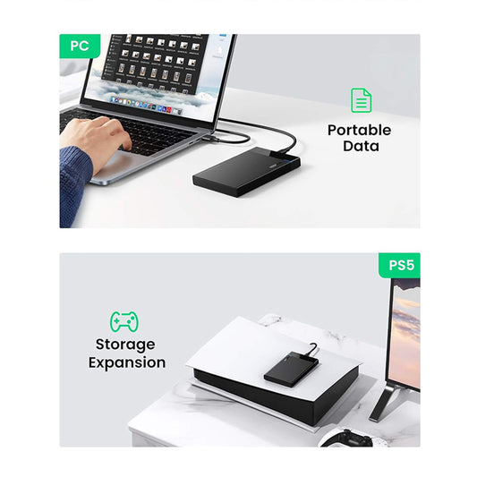 UGREEN US221 (50743) állvány HDD / SSD SATA 2.5inch, USB-C, Fekete