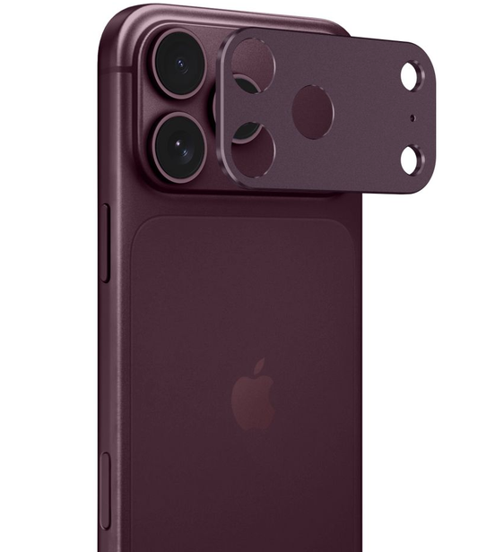 Tech-Protect Camalloy Fit+ hátlapi kameravédő keret Apple iPhone 18 Pro Max készülékhez, alumínium, bordó
