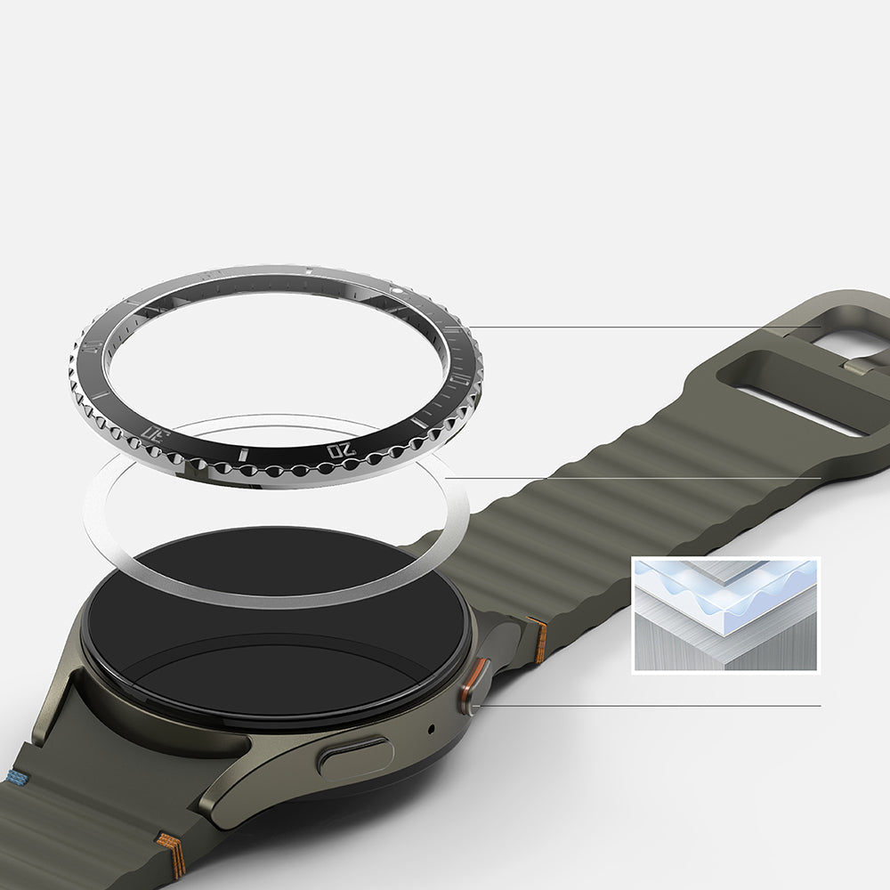Ringke Premium Styling Védőkeret Samsung Galaxy Watch7 40mm-hez, 4-es modell, Fekete