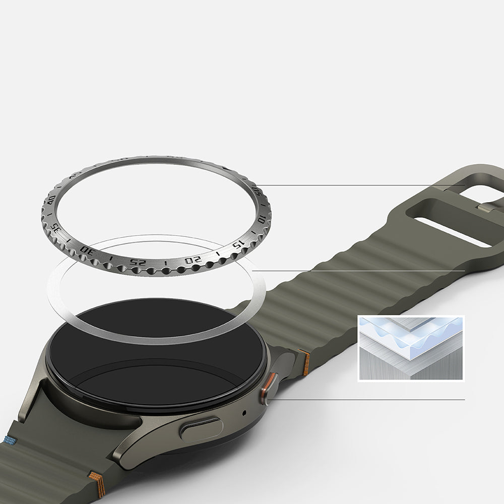 Ringke Styling Védőkeret Samsung Galaxy Watch7 44mm-hez, 5-ös Modell, Ezüst