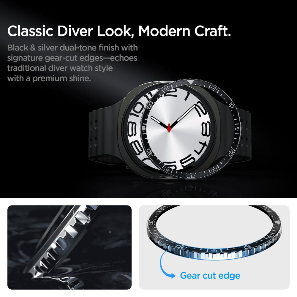 Spigen Tune Diver Védőkeret Samsung Galaxy Watch8 44mm-hez, Fekete ACS10008