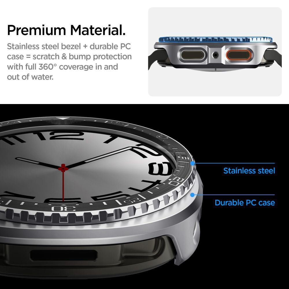 Spigen Tune Pro Diver Védőkeret Samsung Galaxy Watch8 44mm-hez, Fekete ACS10010