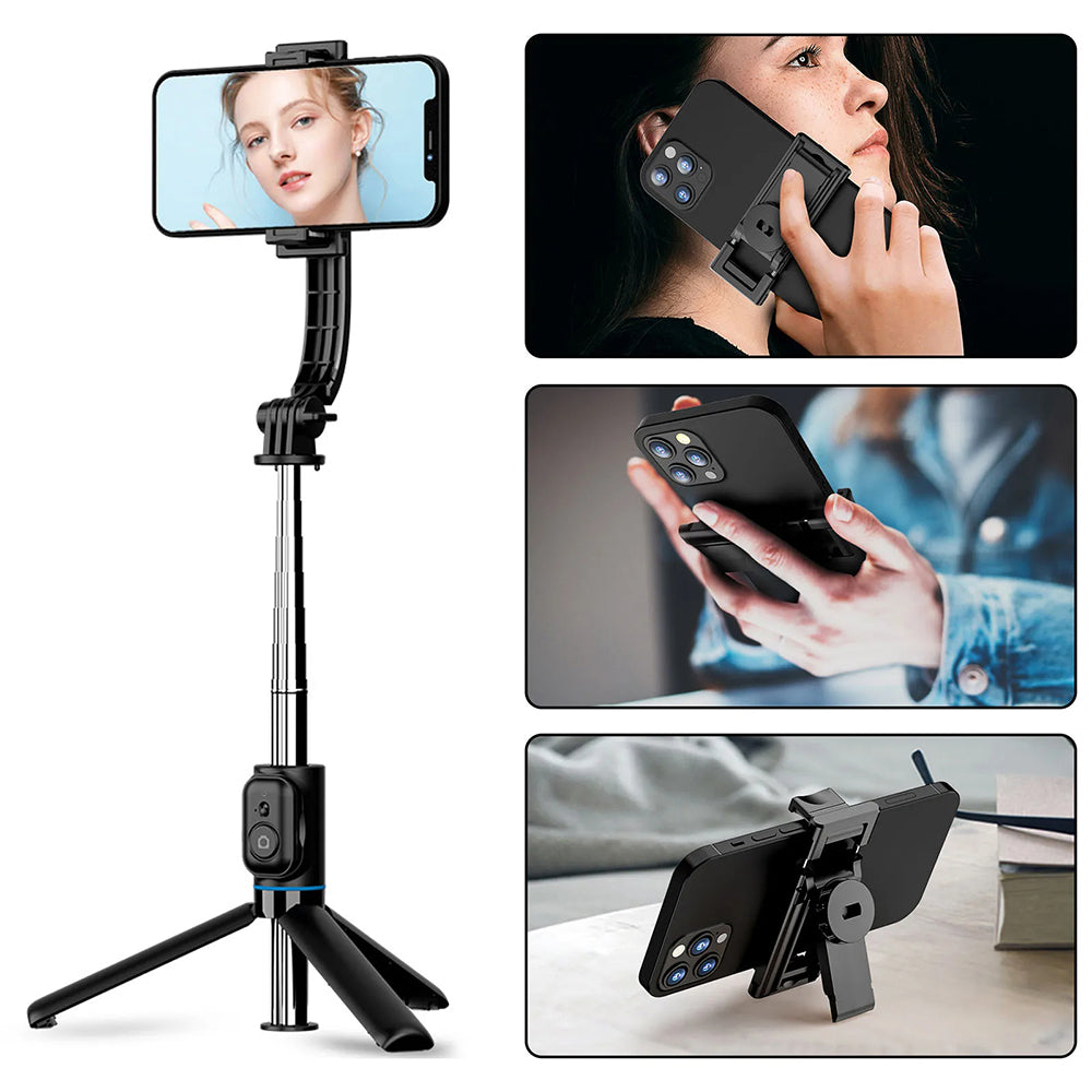 Selfie Stick Bluetooth Techsuit C01, Univerzális, Fekete
