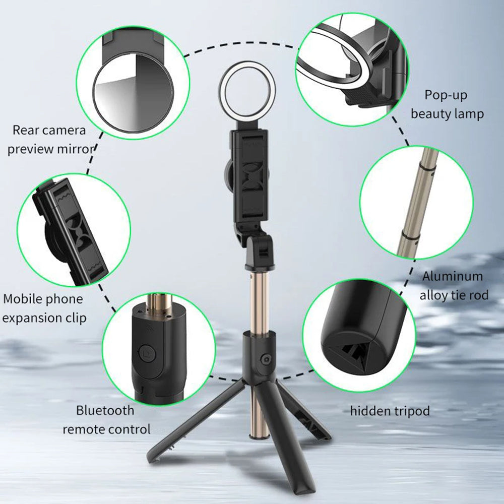 Selfie Stick Bluetooth Techsuit K13, Univerzális, Fekete