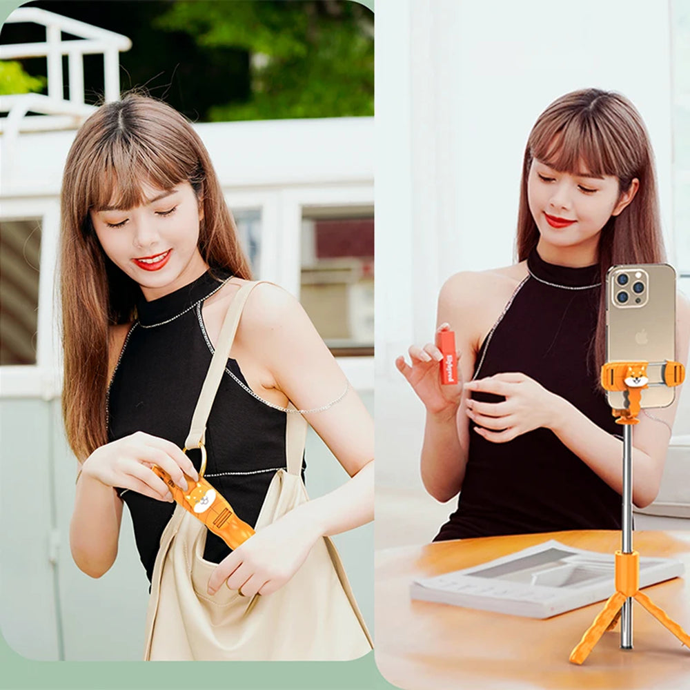 Selfie Stick Bluetooth Techsuit KT01, Univerzális, Narancssárga