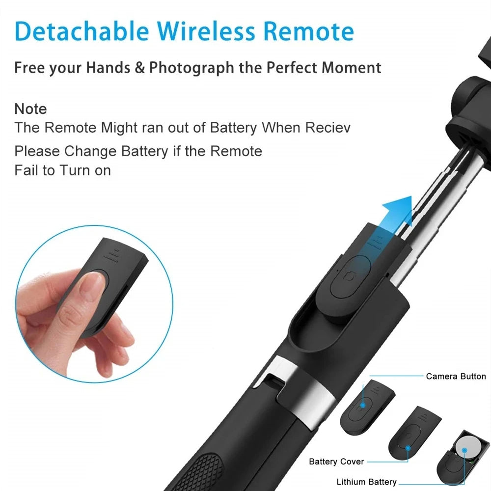 Selfie Stick Bluetooth Techsuit L01, Univerzális, Fekete