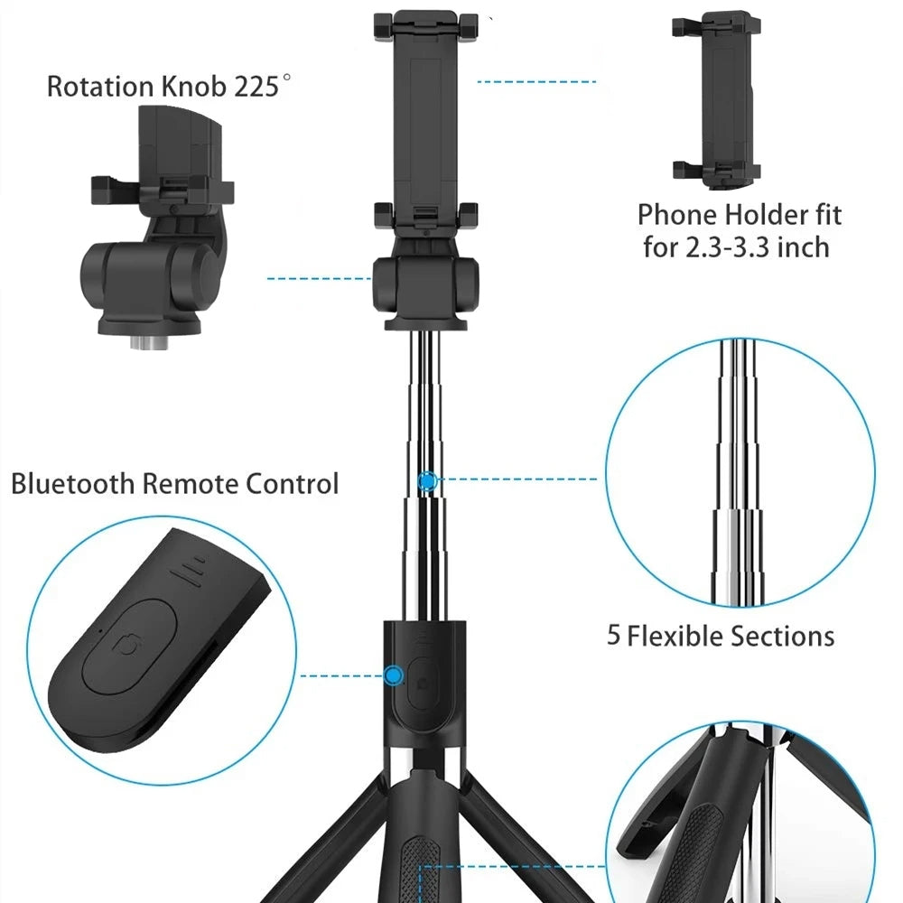 Selfie Stick Bluetooth Techsuit L01, Univerzális, Fekete