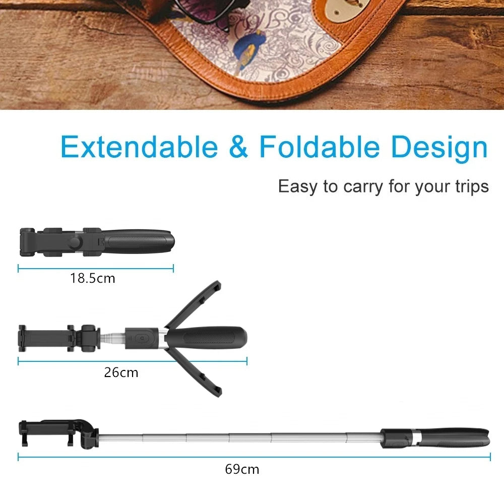 Selfie Stick Bluetooth Techsuit L01, Univerzális, Fekete